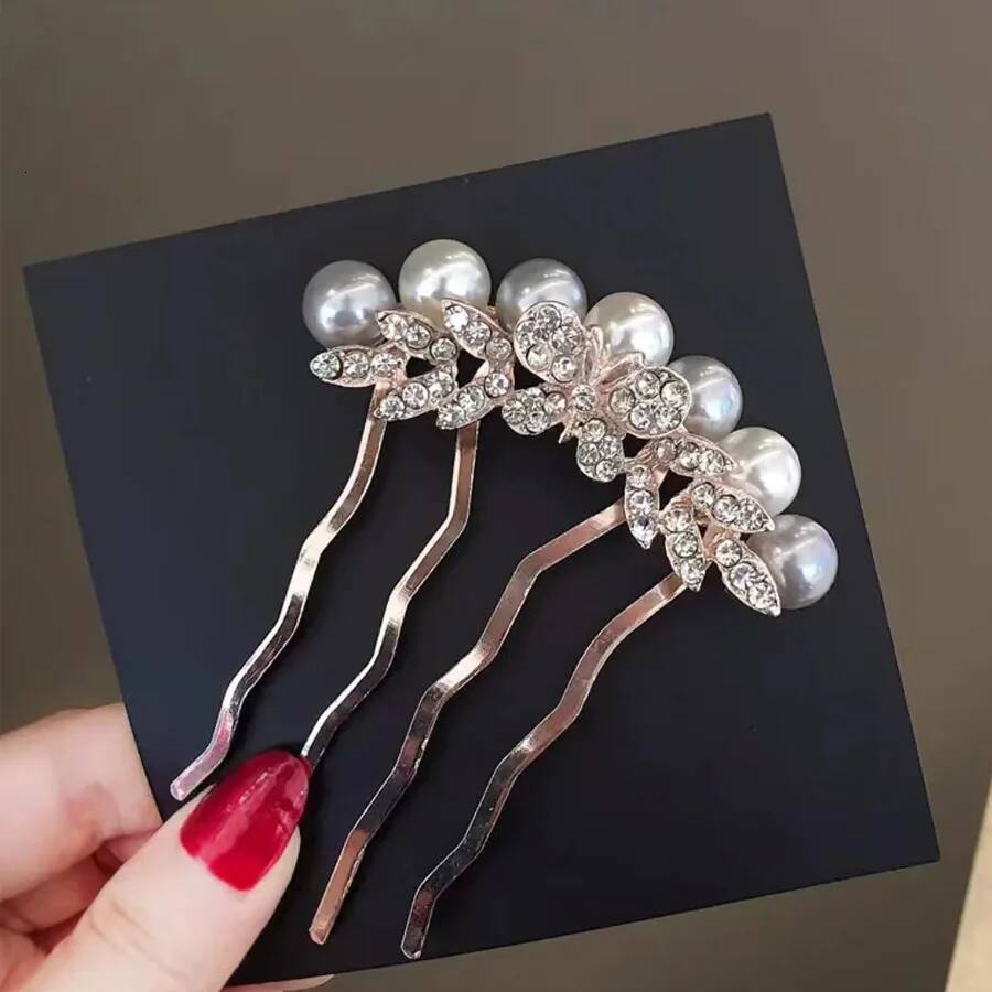 Daily Jewelry for Women Girls Long Holder Bling Rhinestone Combs Crystal Hairpins Bride Wedding Hair Clips