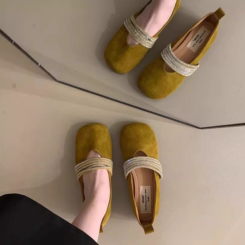 Ddmyoutdoor Fashion French Flat Design Sense Single Shoes New Summer Fairy Style Rhinestone Mary Jane Loafers Outdoor Shoes