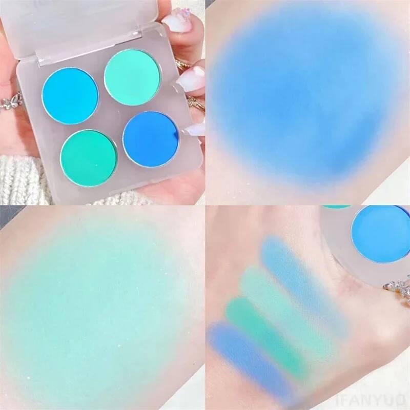 4-Color Cut Off Purple Green Shadow Glitter Pearly Colorful Eyeshadow Korean Eye Makeup Palette