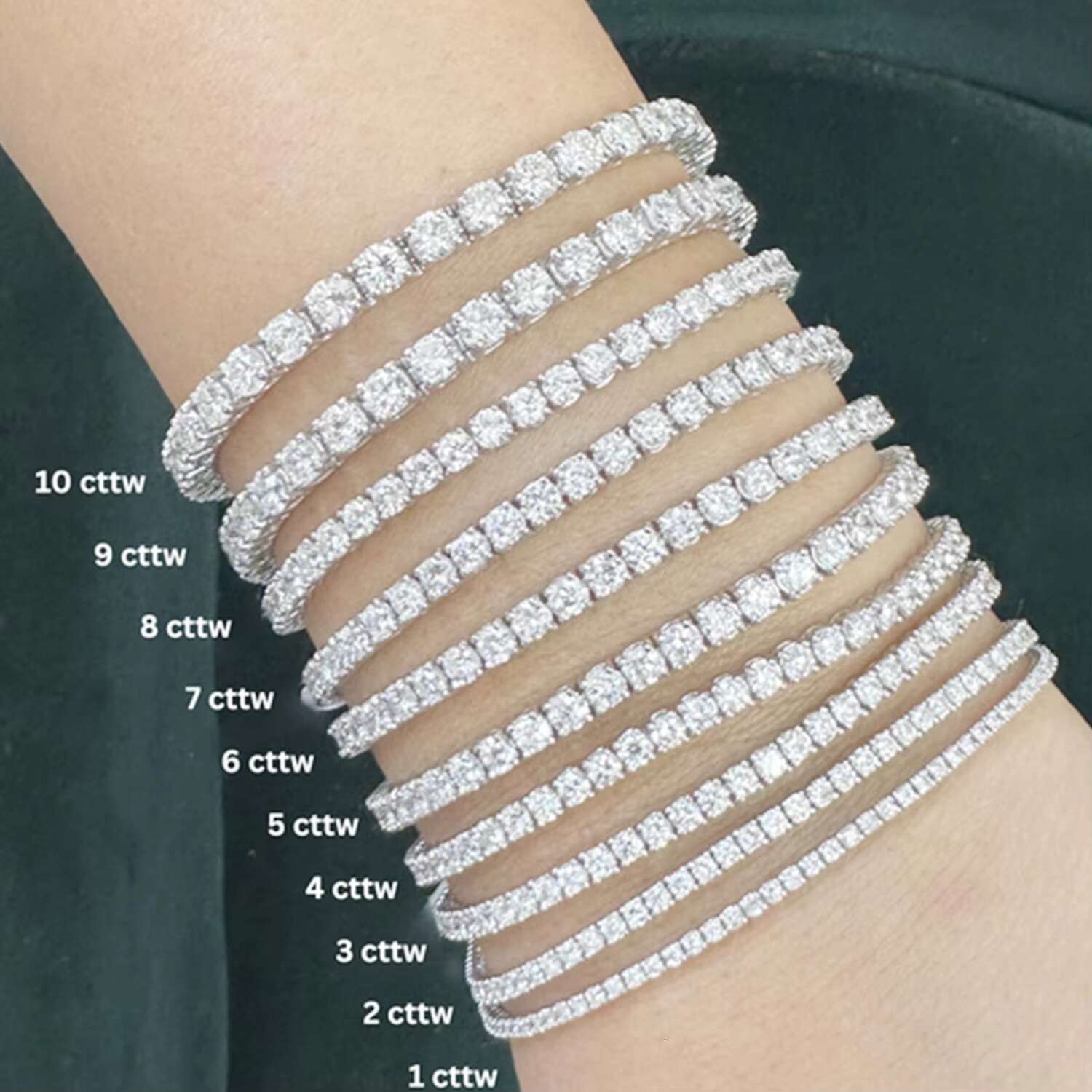 2mm 3mm 4mm 5mm Women 925 Sterling Silver Moissanite Tennis Chain Bracelet