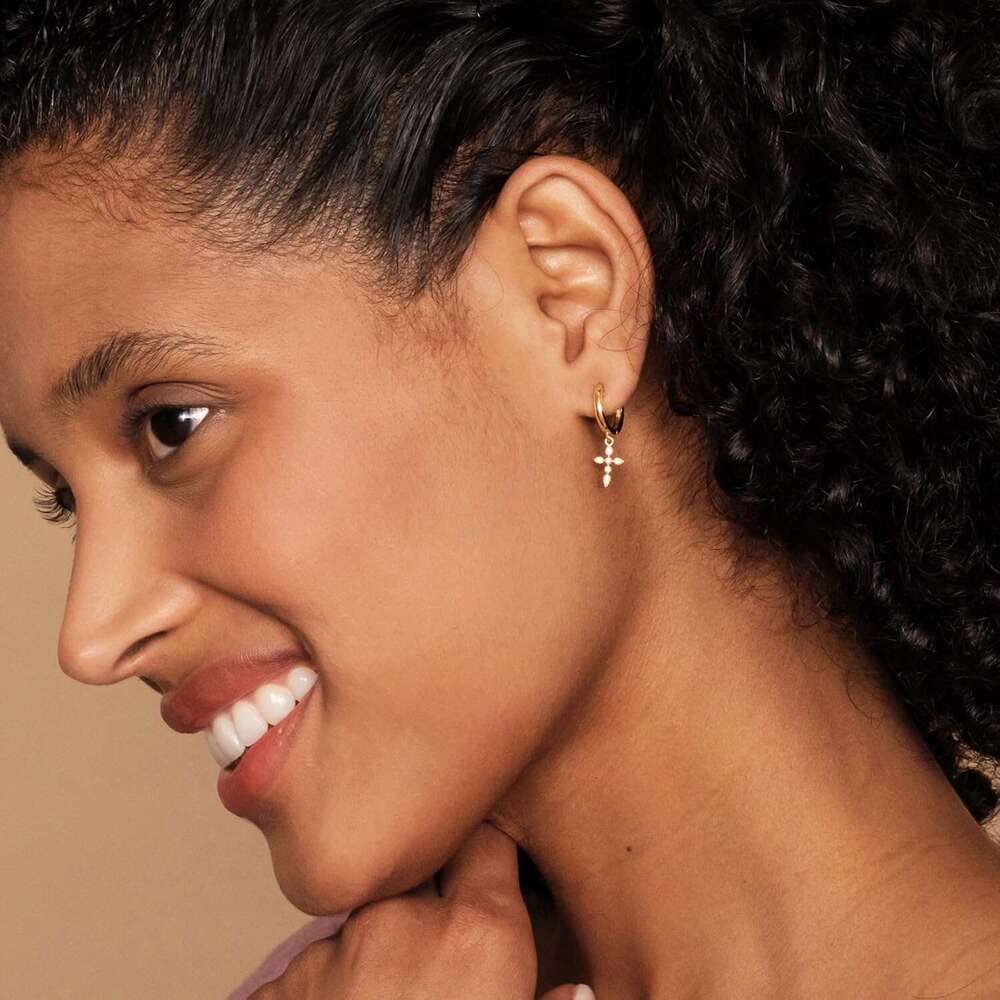 erling Sier Posts for Women | Small Religious Faith Cubic Zirconia Cross Studs Hies Earrings