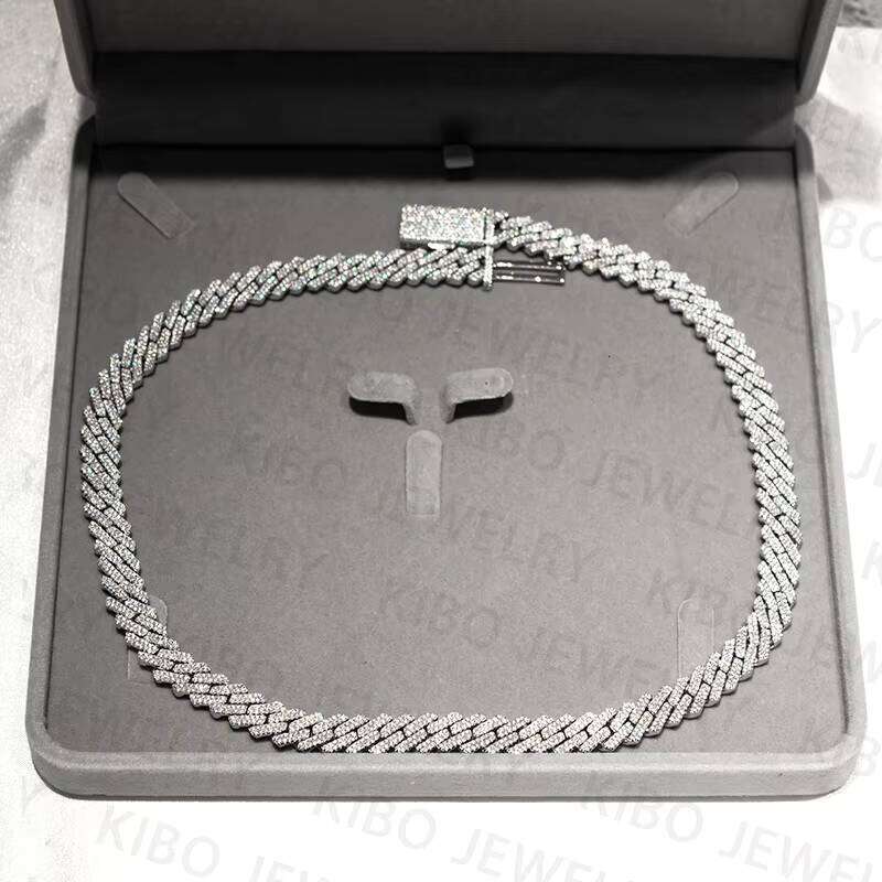 Fashion Coutom Men Ice Miami 8Mm Real S Sterling Sier Cz Vvs Moissanite Dog Cuban Link Necklace Chains
