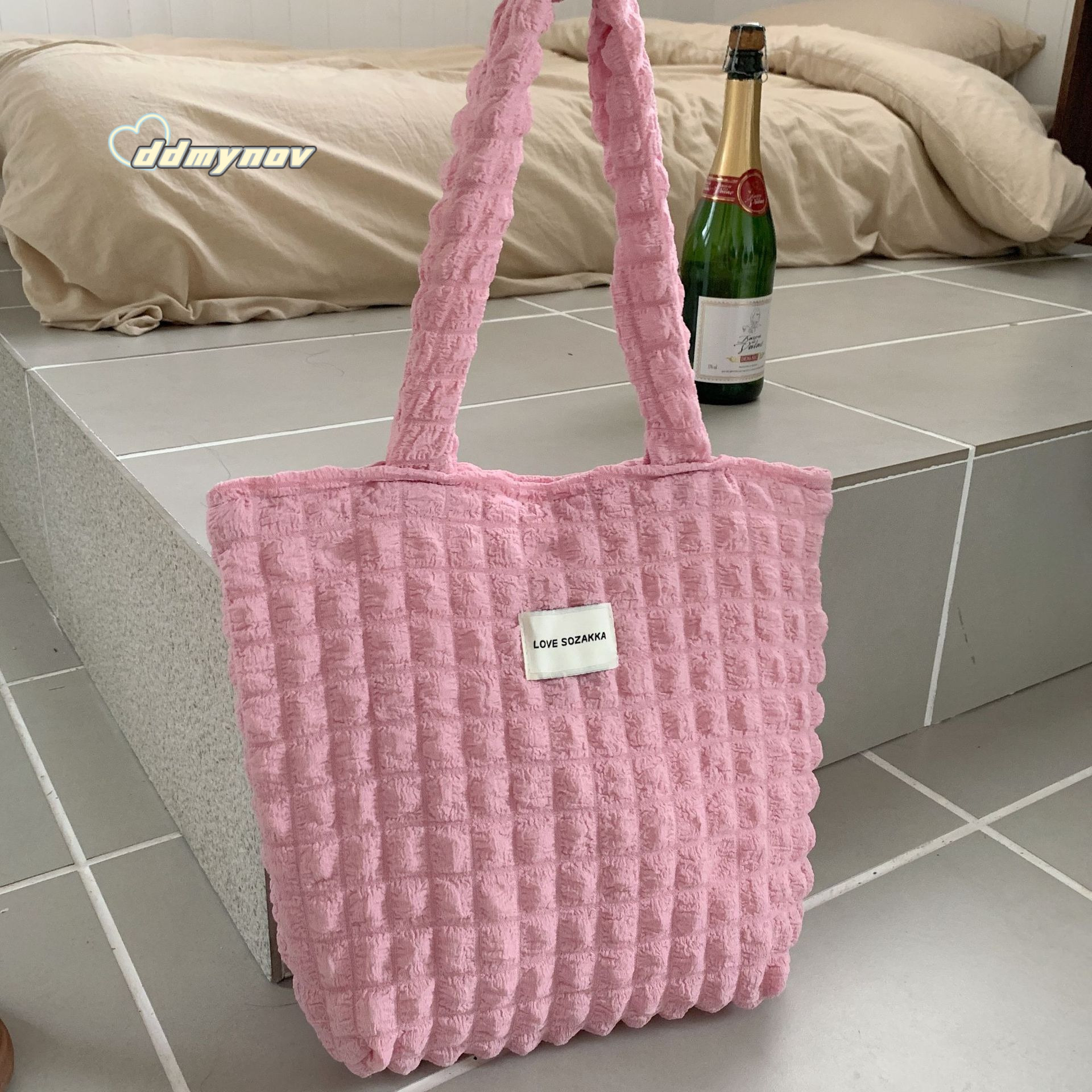 2755 Stylish Cloud Bubble Flower Single Shoulder for Female Students Simple Handbag Canvas Large Capacity Women's Bag ddmynov