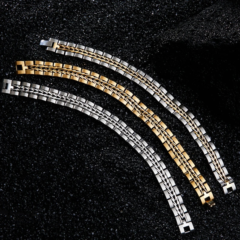 ROXI | 2025 Stainless Steel Cuban Bracelet for Men Charm Party Jewelry Gold Plated Original Drop 250603