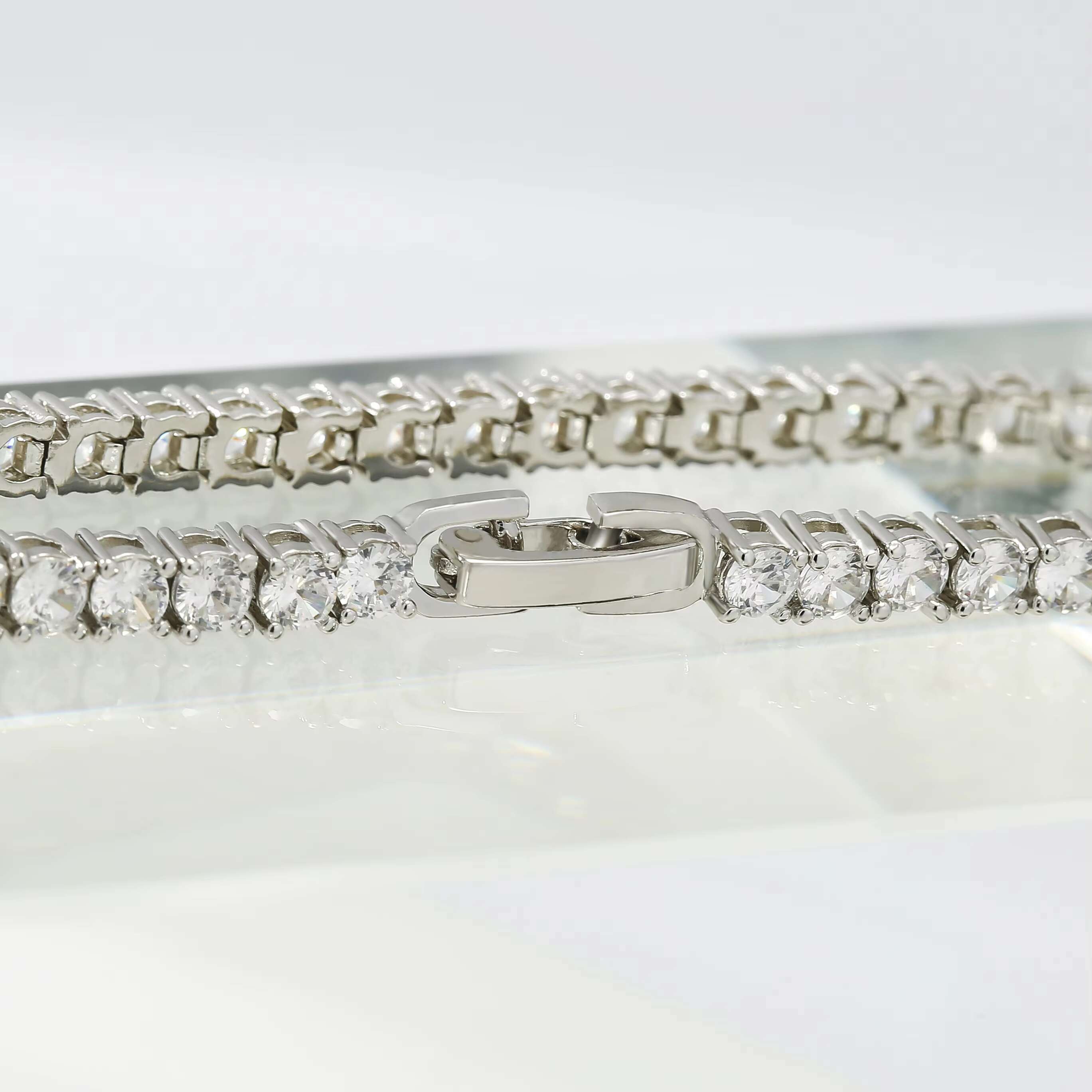3mm Moissanite Diamond Tennis Bracelet Custom Made Brass Bracelet Silver Plated Zirconia Chain