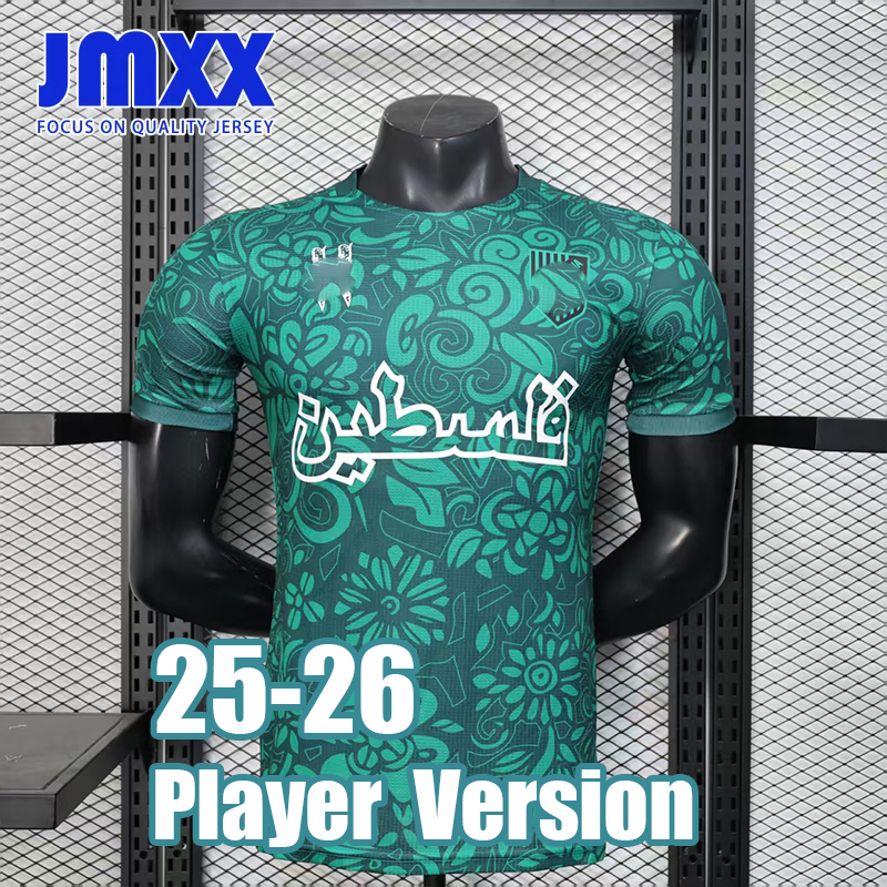 JMXX 25-26 Palestine Soccer Jerseys Green Co Branded Styles Special Pre Match Mens Uniforms Jersey Football Man Shirt 2025 2026 Player Version