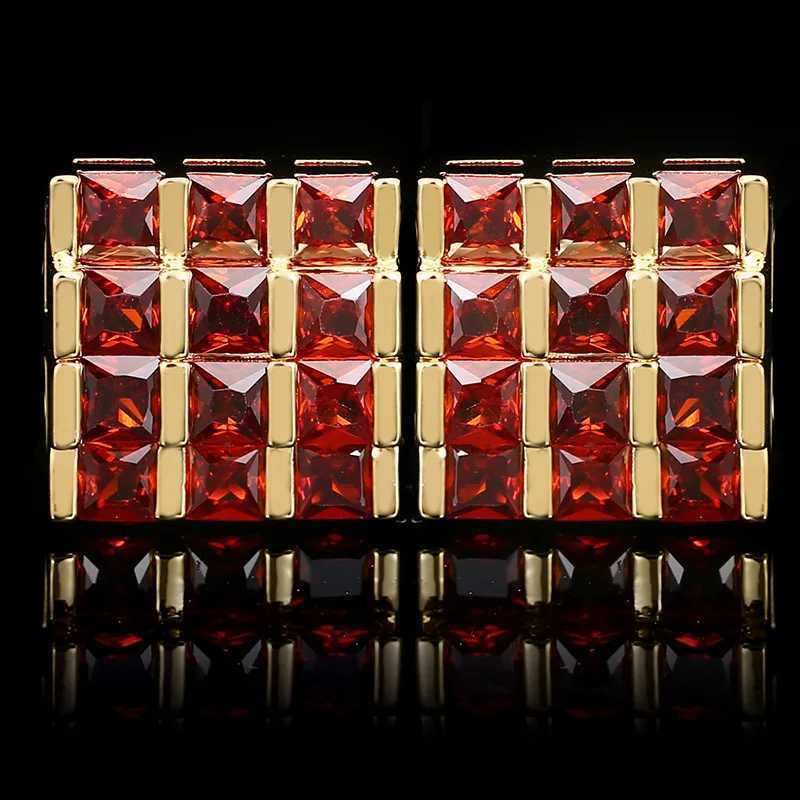 Mens Cufflinks Square Luxury Zircon Rhinestones French Shirts Cuffs Buttons Men and Womens Business Dresses Wedding Cuff Links XJ250614