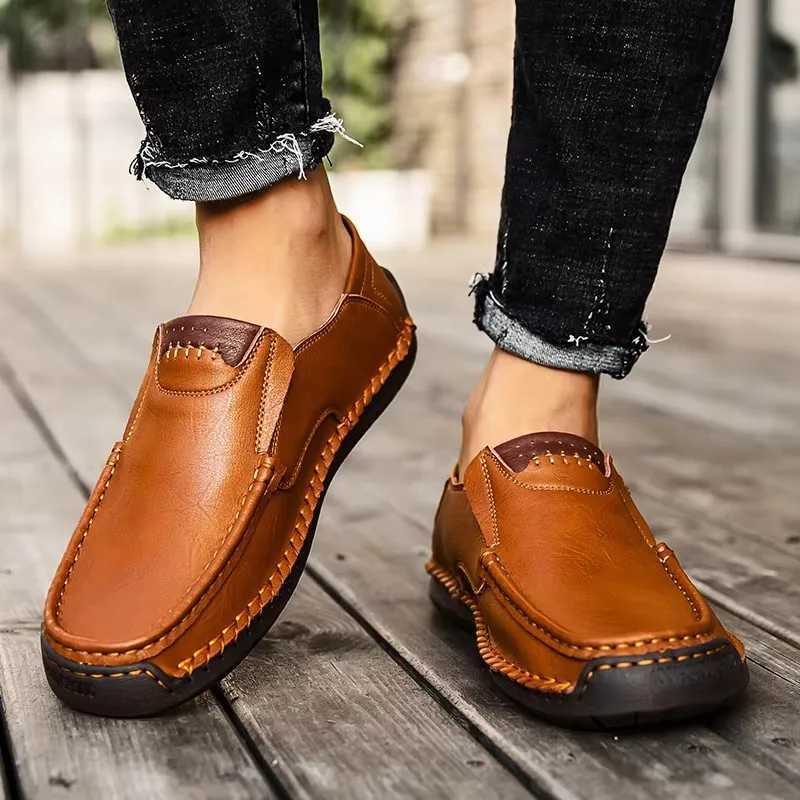 New Fi Men Casual Shoes Handmade Leather Loafers Comfortable Mens Shoes Quality Split Leather Flat Driving Shoes Size 48 XJ250614