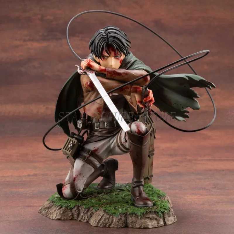 Attack On Titan Action Figure Levi Ackerman Figurine 18cm Collection Shingeki no Kyojin Statue Battle Damage Rivaille Model Toys XJ250614