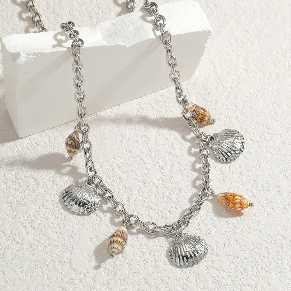 Seakissky Fashion Ocean Style Multi-Pendant Shell Necklace Womens Personality Charm Stainless Steel Gold Plated Jewelry Gifts Z250614