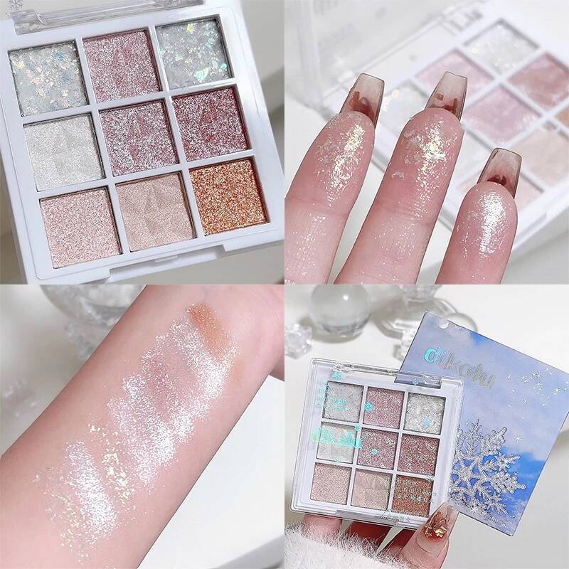 Snow Sequin 9-Color Glitter Snowflake Dia White Eye Shadow Korean Charming Contour Eyes Make Up Palette