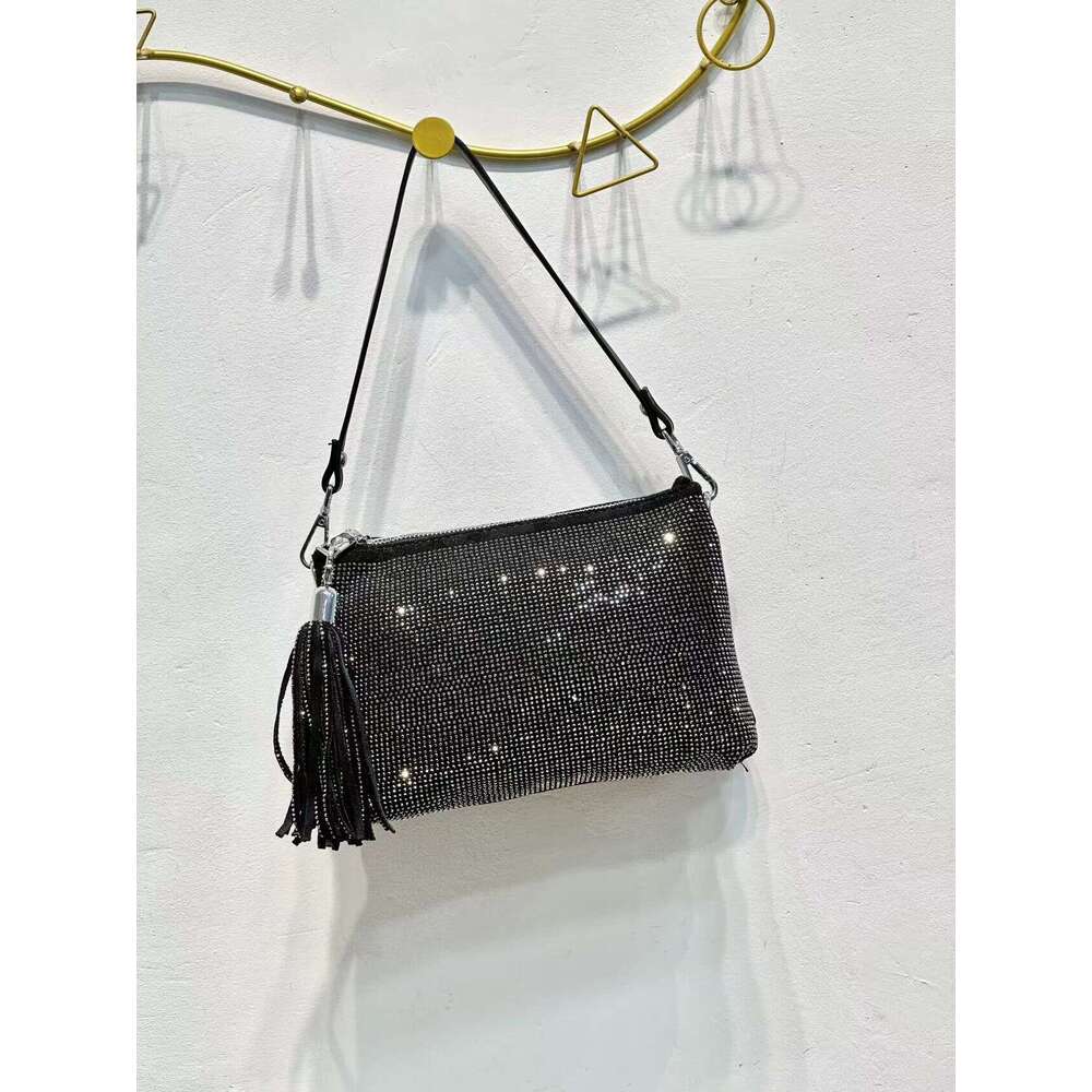 Style Full Shiny Underarm Bag for Women 2024 New Trendy Fashion Versatile Single Shoulder Crossbody Multi Hot Diamond Small Square