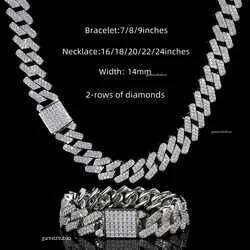 Stock Iced Out Vvs Bracelet Sier Bling Moissanite Dia Cuban Link Chain Hip Hop Men Jewelry Necklace
