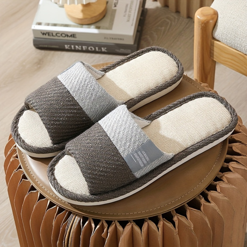 Linen Indoor Home Couple Non-Slip All-Season Breathable Sweat-Absorbing Stockpile Slippers hot-sale products