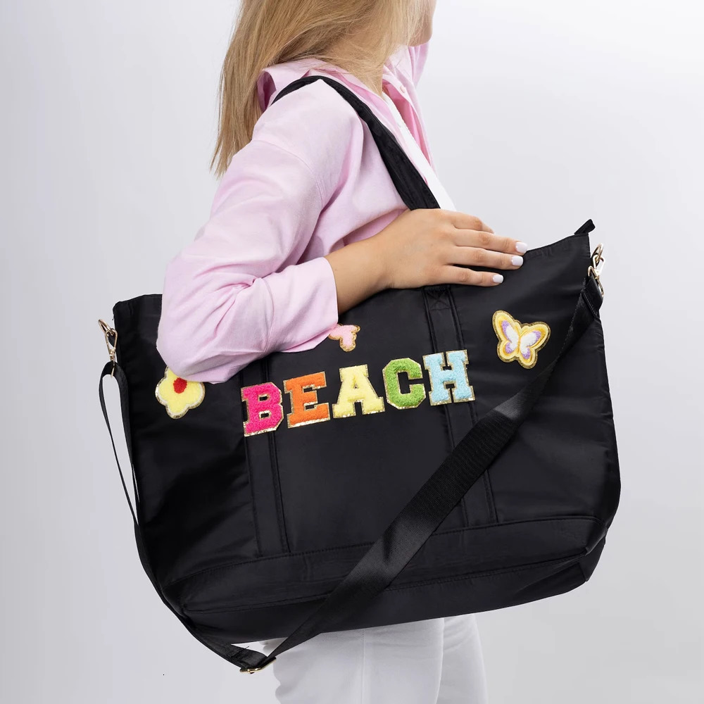 Everyday Tote Bag Eco Friendly Women Men Large Work Travel Beach Bag Waterproof Tote Bag Plain Pink Black Nude Nylon Tote Bags 250610