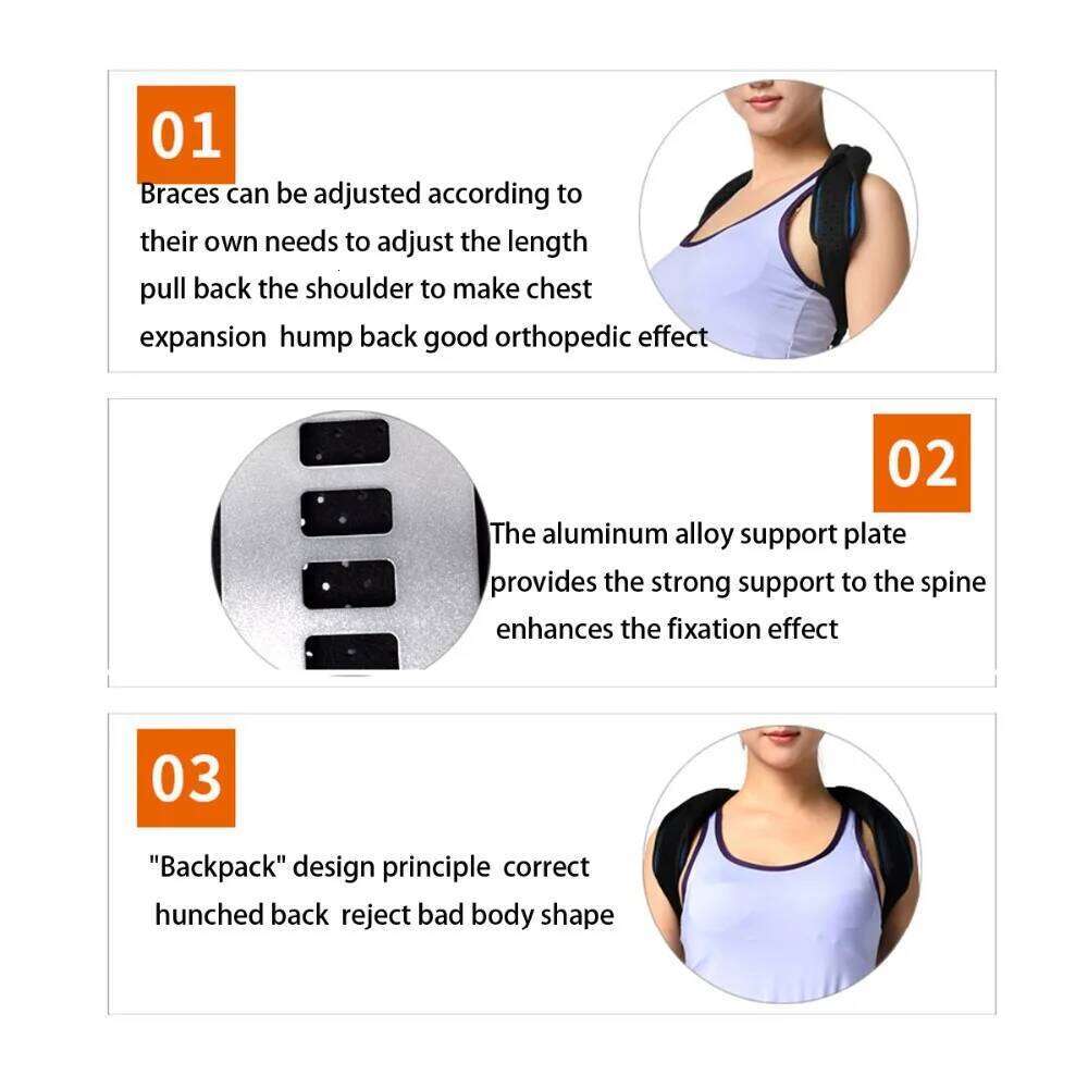 Bad Posture Corrector Back Orthosis Adjust Shoulder Waist Lumbar Spine Support Aluminum Plate Humpback Correction Belt