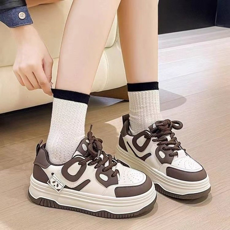 Ddmysports Cute Funny Big Head Shoes Black And White Panda Women Autumn Versatile Thick Sole Height Increasing Sports Niche Casual Sneakers Outdoor Sh