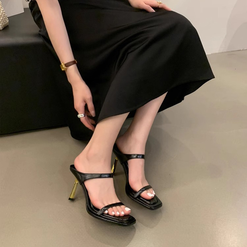 Ddmyoutdoor Summer New Trendy Sexy High For Women Leopard Print Square Open Toe Strap Thin Heel Sandals Outdoor Shoes