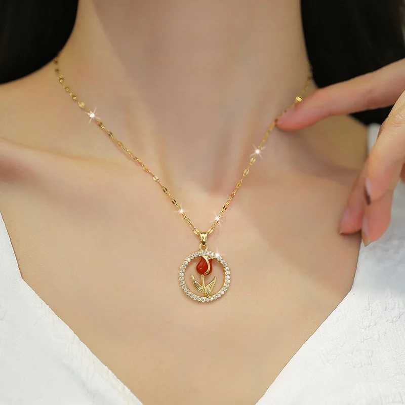 Exquisite Micro Inlaid Zircon Butterfly Tassel Necklace for Women Stainless Steel Heart Shell Pendant Necklace Wedding Jewelry Z250614