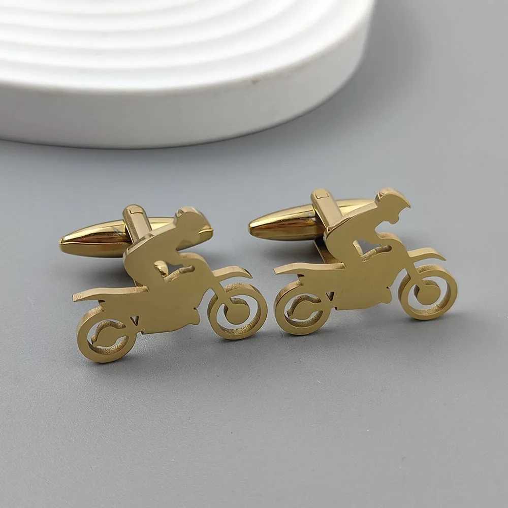 Punk style motorcycle hollow stainless steel 18K gold-plated cufflinks silver French shirt buttons suit wedding accessories XJ250614