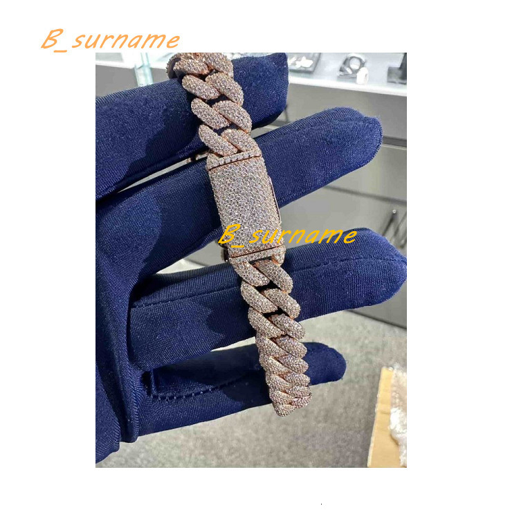 Manufacturer Direct Sales High-end VVS Moissanite 925 Sterling Silver Bracelet 12MM 8-inch Rose Gold Plating