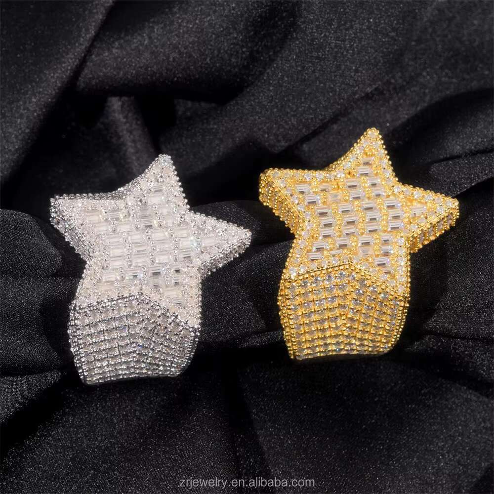 Men Rings Moissanite Gra Certificate Vvs D Moissanite 925 Sterling Silver Wedding MenS Iced Out Moissanite Star Ring