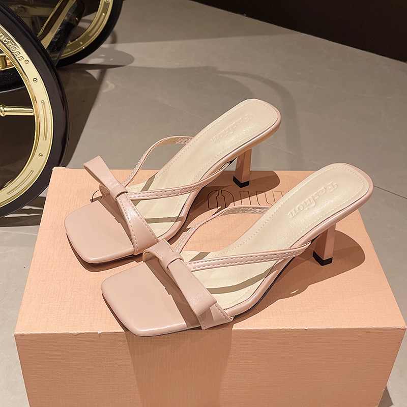 Ddmyoutdoor Fairy Style Elegant Dress Sandals Sweet Bowknot One Strap Slippers Women Summer Outdoor Open Toe Stiletto Heels Outdoor Shoes