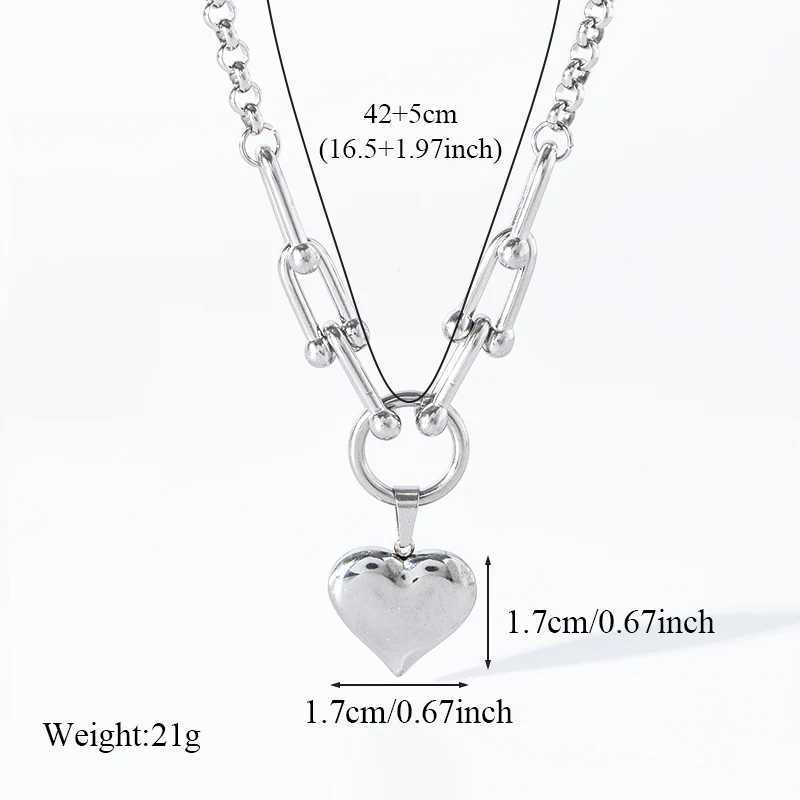EILIECK 316L StainlESS Steel Silver Color Heart Pendant Necklace For Women New Fashion Dangle Neck Chain Waterproof Jewelry Z250614