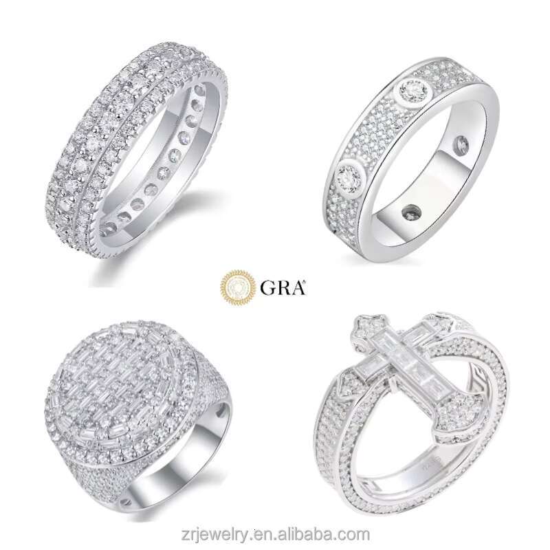 Telula Moissanite Rings Gra Certified Iced Out Moissanite Men Ring S925 Sterling Silver Gold Plated Hiphop Moissanite Ring