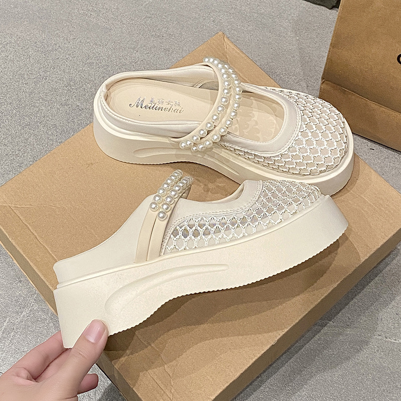 Ddmyoutdoor Women S Open Toe For Outdoor Wear Summer New Thick Soled Versatile Breathable Non Slip Casual Fashion On Half Slippers Outdoor Shoes
