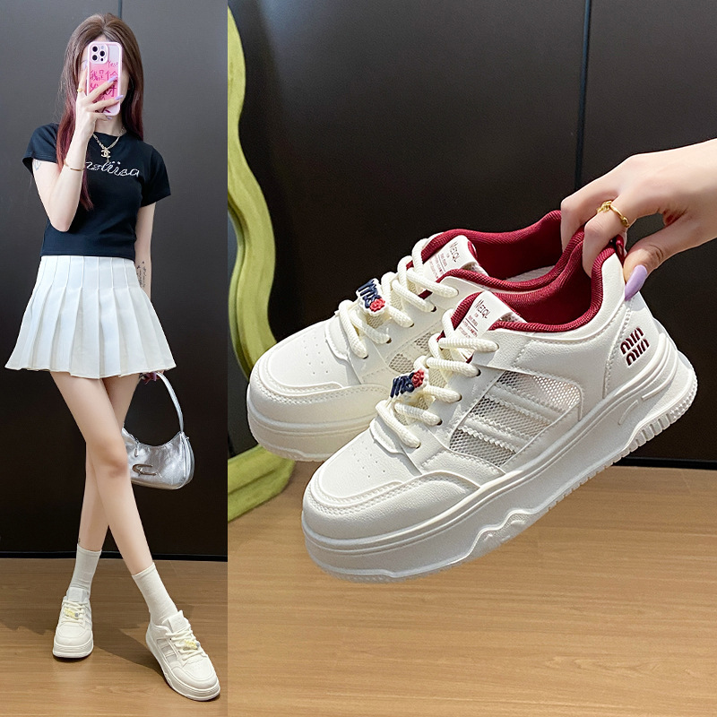 Ddmysports Thick Soled White Sneakers Women Spring New Korean Style Casual Sports Versatile Board Shoes For Female Students Street Fashion F Outdoor S