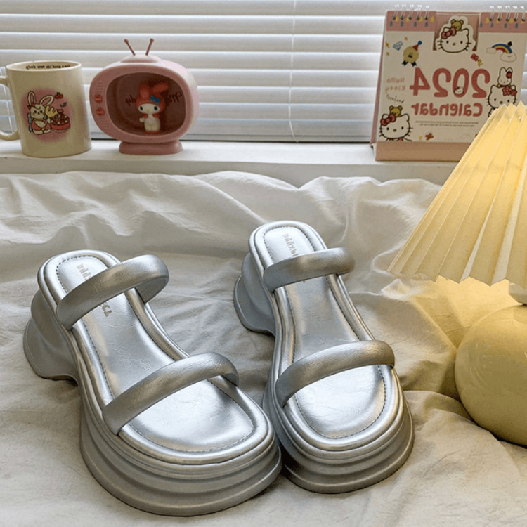 Ddmyoutdoor Platform Height Increasing One Strap Sandals For Women Summer New Fashionable Versatile Casual Comfortable Slippers Trendy Outdoor Shoes