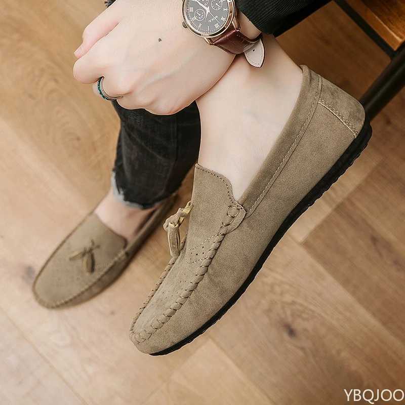 Mens Casual Leather Shoes Soft Sole Driving Lazy Loafers Versatile Trendy Flats Lightweight Male Shoes Zapatos Ladies XJ250614