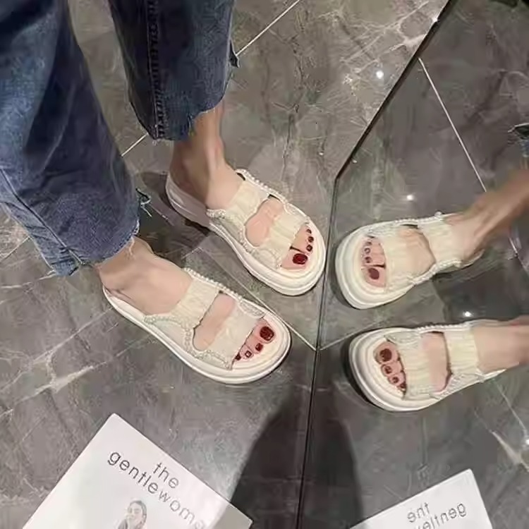 Ddmysports Versatile Thick Soled For Women Summer Outdoor New Fashion Fairy Style Roman Soft Beach Sandals With Height Increase Outdoor Shoes