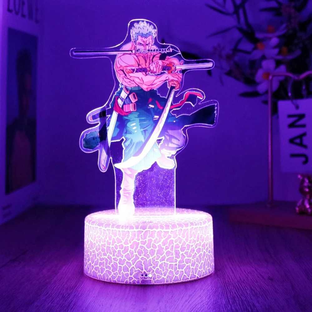 Actions Figure One Piece Luffy Zoro Anime Figures 3D Lamp PVC Action Collection Model Toys LED Night Light Kid Christmas Gift XJ250614