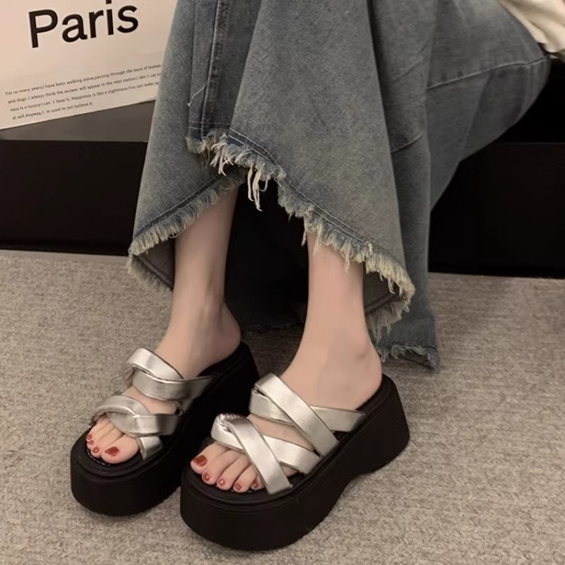 Ddmysports High Quality Beautiful Women S Slippers Summer New Versatile Casual Platform Thick Soled Height Increasing Sandals Outdoor Shoes