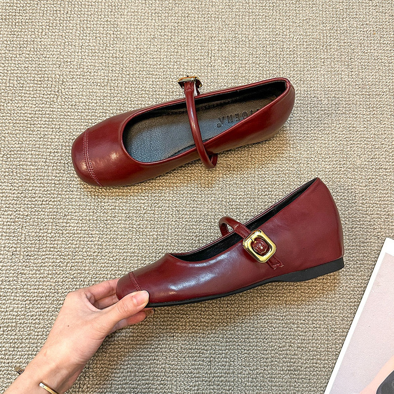 Ddmyoutdoor Korean Style Versatile One Strap Casual Women S Summer French Mary Jane Flat Small Leather Shoes Outdoor Shoes