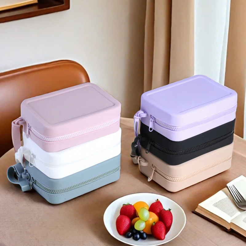 Silicone Organizer Wallet Coin Purse Simple Waterproof Zipper Cosmetic Bag Earphone Students Small Square Bag 250614