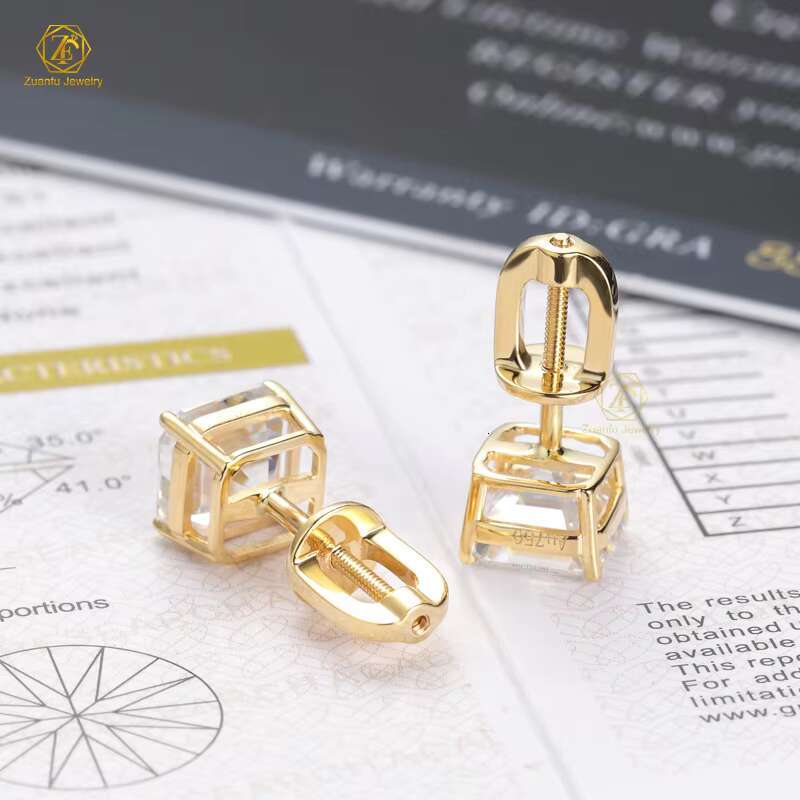 Hot Sale Gemstone Earring Studs Gra Certified Moissanite Ear Studs D Vvs Moissanite Romantic Hip Hop Jewelry