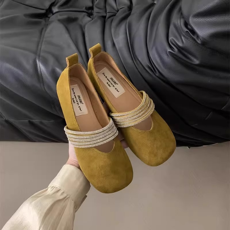 Ddmyoutdoor Fashion French Flat Design Sense Single Shoes New Summer Fairy Style Rhinestone Mary Jane Loafers Outdoor Shoes