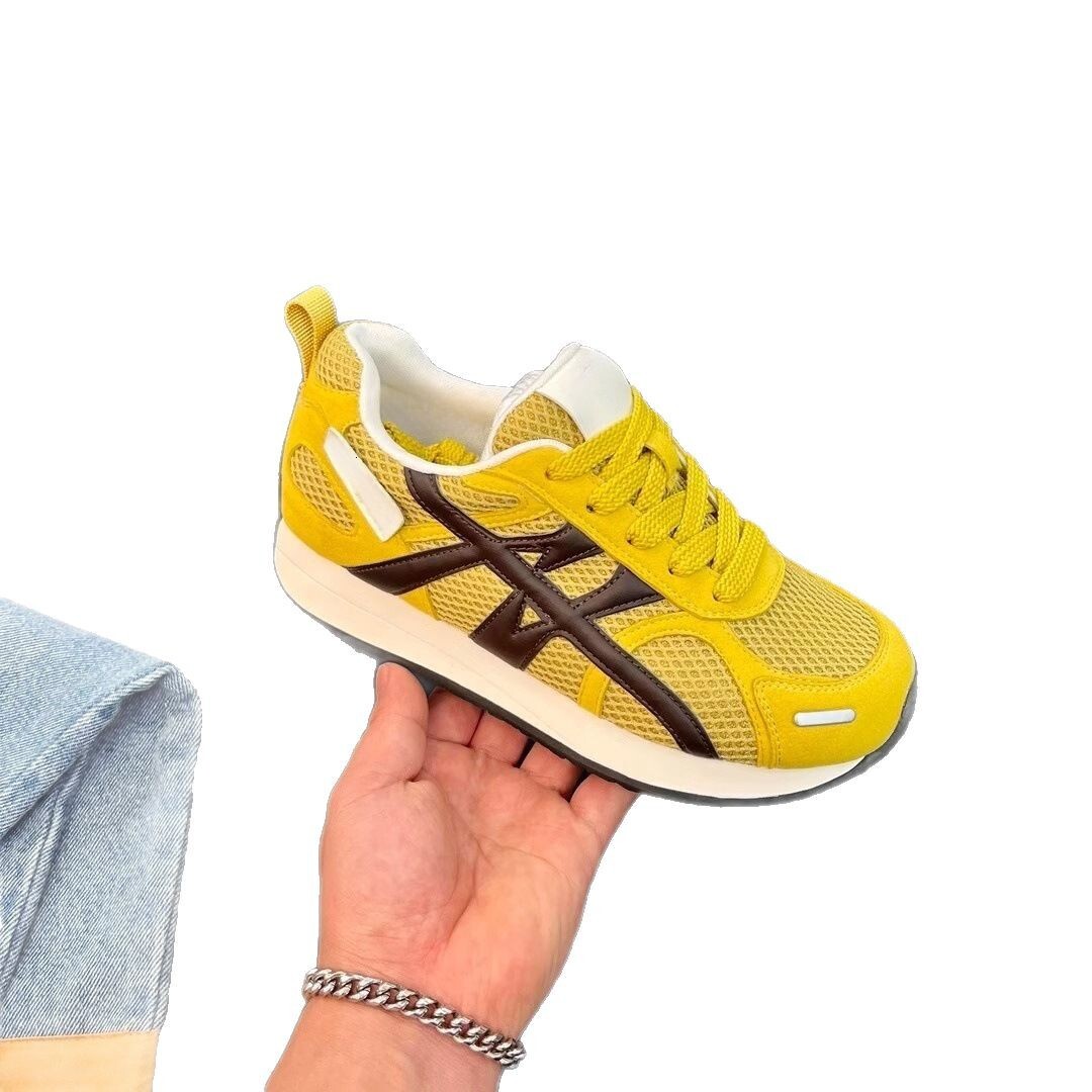 Ddmysports Spring New Women S Versatile Casual Mesh Breathable Round Toe Slimming Thick Sole Running Sneakers Outdoor Shoes