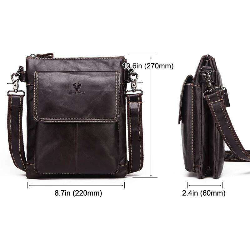 HUMERPAUL Brand Genuine Leather Men's Messenger Bag Business Shoulder Bags For Work High Quality Male Cowhide Handbag Bolso