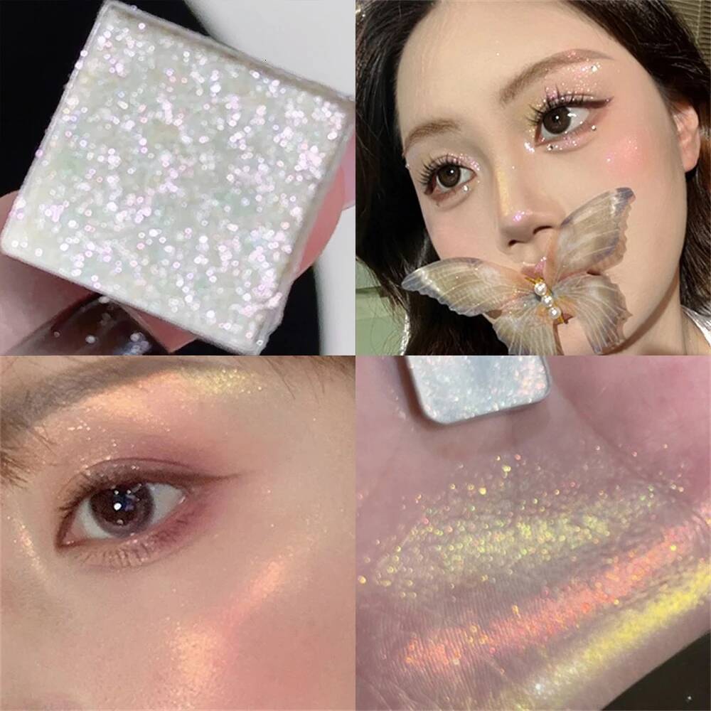 Monochrome Waterproof Discoloration Eyeshadow Palette Highlighter Powder Makeup Lasting Bright Shiny Chameleon Eye Illuminator