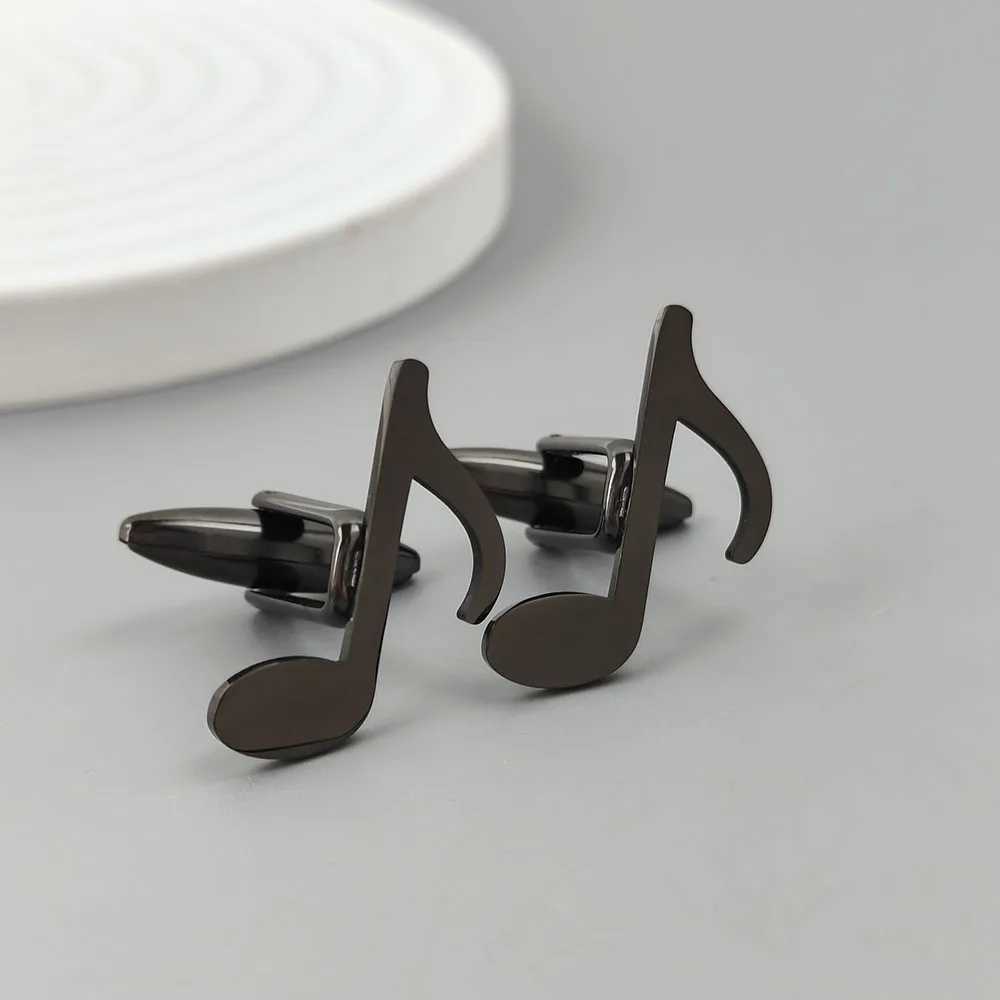 Punk style music symbol hollow stainless steel gold-plated 18K cufflinks French shirt buttons high quality waterproof jewelry XJ250614