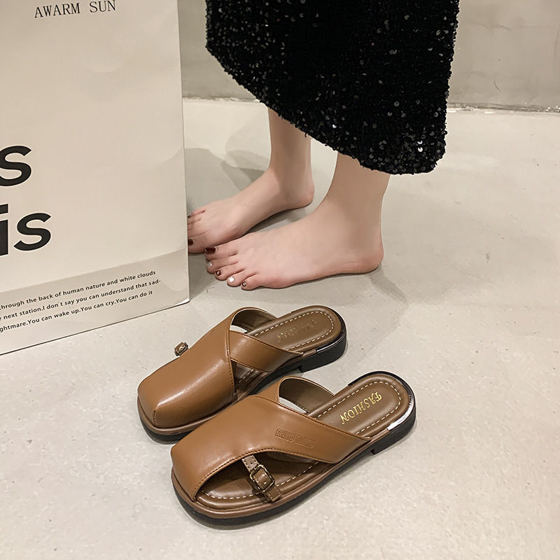 Ddmyoutdoor Trendy Fashion Soft Sole For Women Summer Outdoor New Casual Versatile Roman Beach Shoes Elegant Closed Toe Slippers Outdoor Shoes