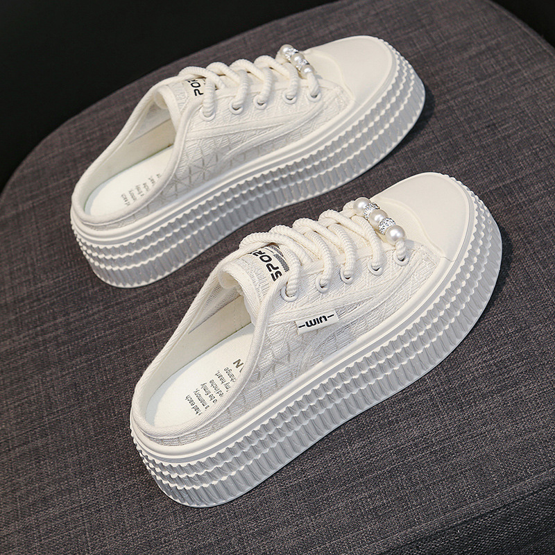 Ddmyoutdoor Thick Sole Closed Toe Half For Women Outdoor Wear Summer New Slip On Lazy Breathable Mesh Fisherman Slippers Outdoor Shoes