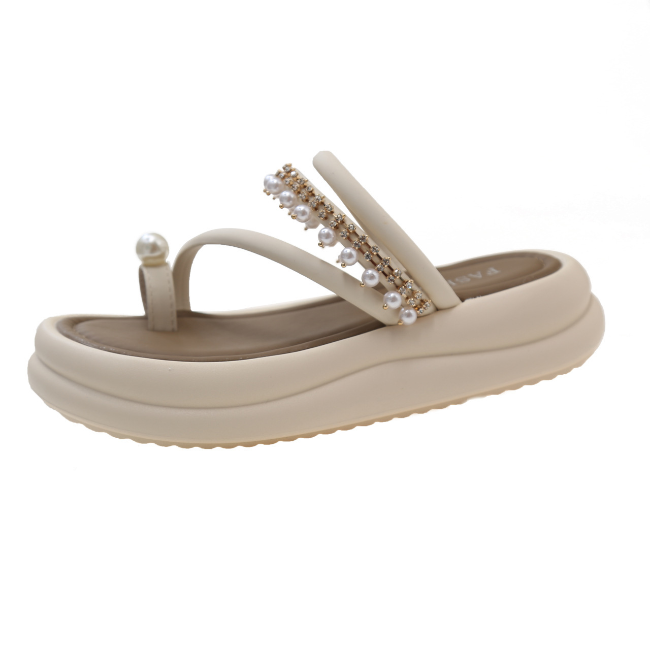 Ddmyoutdoor Platform Chain Pearl Slippers For Women Summer New Style Open Toe Beach Sandals Casual Dress Shoes Slip On Outdoor Shoes