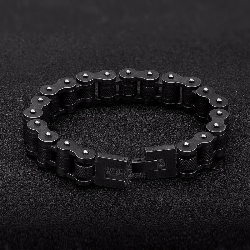 MKENDN Retro Biker Chain Bracelet Mens Bracelet Link Chain Motorcycle Bicycle Style Bracelets Stainless Steel Bangles Jewelry 250603