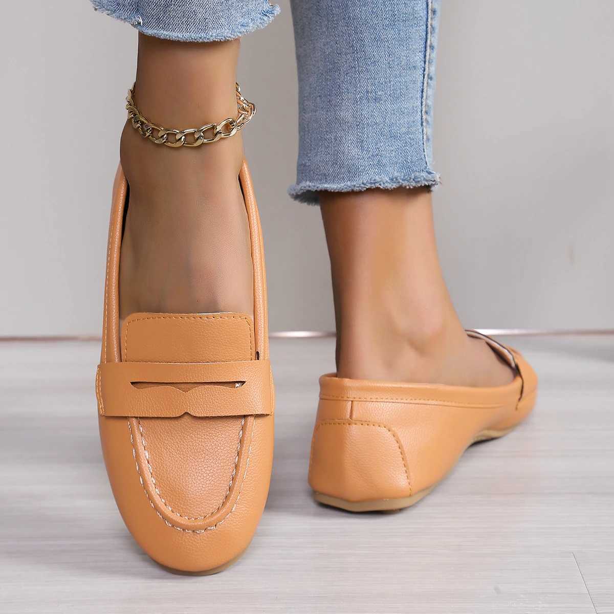Women Shoes Soft Leather Shoes with Loafers Dark Blue Flat Shoes Womens Casual Zapatos Mujer Flats Female Footwear Size 36-43 XJ250614