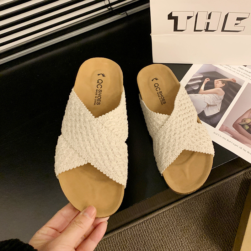 Ddmyoutdoor Casual Cross Boken For Women Summer New Knitted Slippers Thick Sole Outdoor Sandals Outdoor Shoes